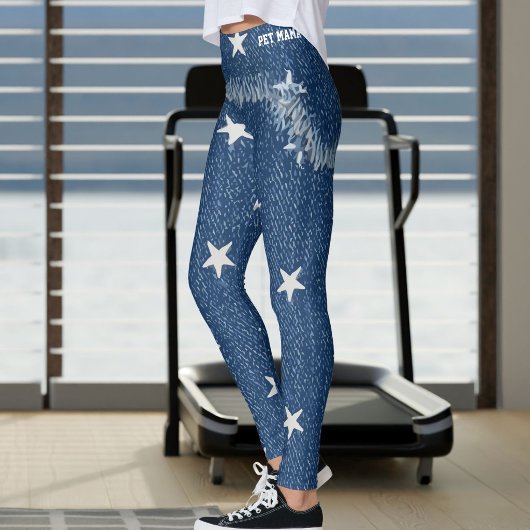 Leggings Maman d'animal Fausse Denim Patch Irégulier Étoile