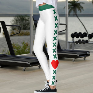 Leggings Maman de chat personnalisée motif blanc et vert fo