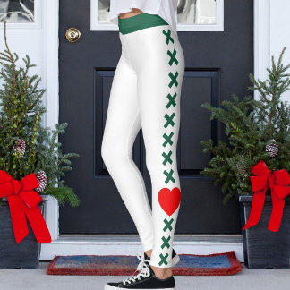 Leggings Maman de chat personnalisée motif vert pin blanc A