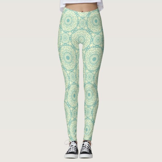 Leggings Mandala abstrait vert clair (Devant)