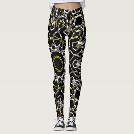 Leggings Mandala argent et or (Devant)