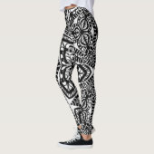Leggings mandala art abstrait géométrique b&W (Gauche)