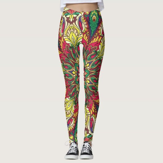Leggings Mandala Bandana : Conception Vintage Sans Couche. (Devant)