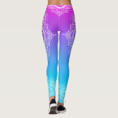 Leggings Mandala blanc sur rose à bleu ombre (Dos)