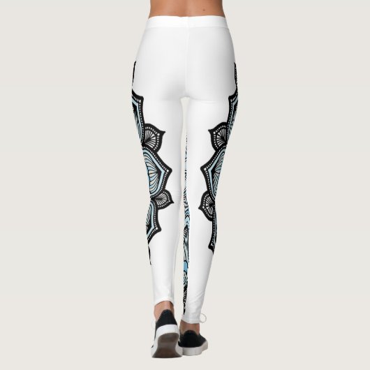 Leggings Mandala bleu et blanc (Dos)