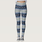 Leggings Mandala bleu et Turquoise avec symétrie géométriqu (Devant)