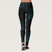 Leggings Mandala Boho Yoga Turquoise et noir (Dos)