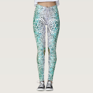 Leggings Mandala celtique de coeur en or vert