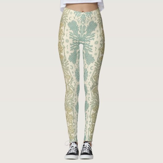 Leggings Mandala corail bohème pastel (Devant)