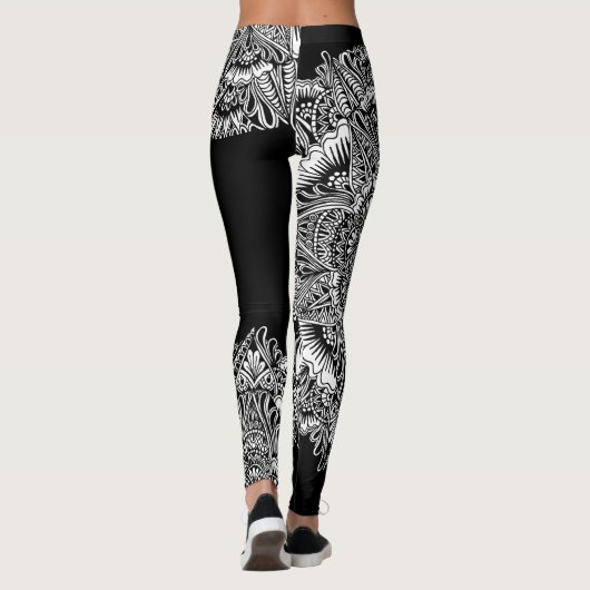 Leggings Mandala de circulaire de B&W (Dos)