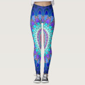Leggings Mandala de fleur de Lotus - violette cyan bleue (Devant)