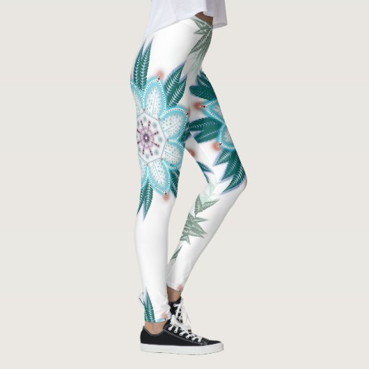 Leggings Mandala de fleurs bleu exotique (Droite)