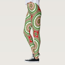 Mandala de Noël en or rouge, vert et chaud