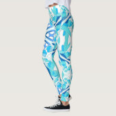 Leggings Mandala Design, Blue Ivy en blanc (Gauche)