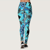 Leggings Mandala Design, Blue Ivy sur Black (Dos)