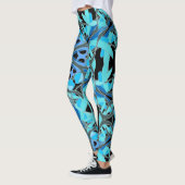 Leggings Mandala Design, Blue Ivy sur Black (Gauche)