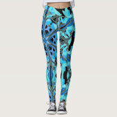 Leggings Mandala Design, Blue Ivy sur Black (Devant)
