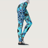 Leggings Mandala Design, Blue Ivy sur Black (Droite)