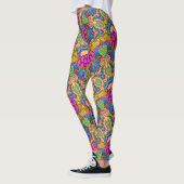 Leggings Mandala Design en rose, blues et or (Gauche)