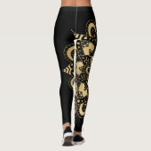 Leggings Mandala doré Boho noir (Dos)