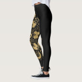 Leggings Mandala doré Boho noir (Gauche)
