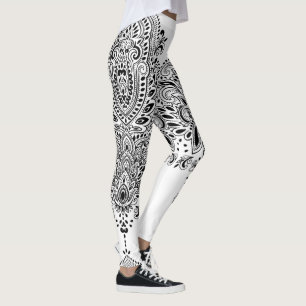 Leggings Mandala en cachemire noir et blanc