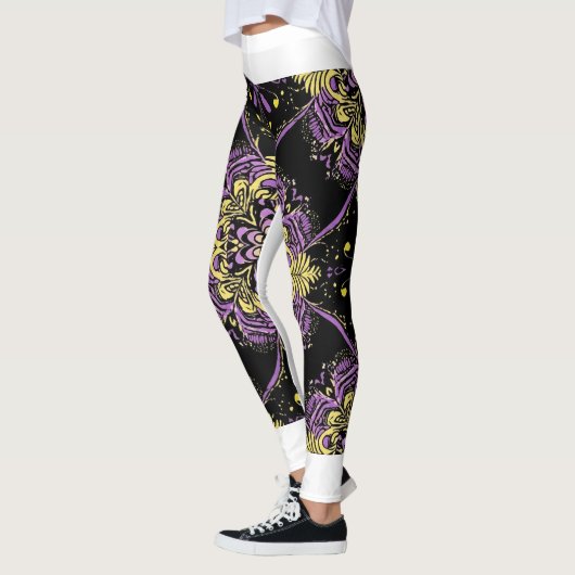 Leggings Mandala en or violet enchantés (Gauche)