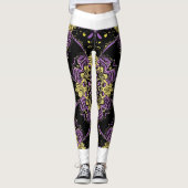 Leggings Mandala en or violet enchantés (Devant)