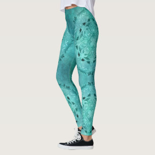 Leggings Mandala floral ethnique de grunge de turquoise