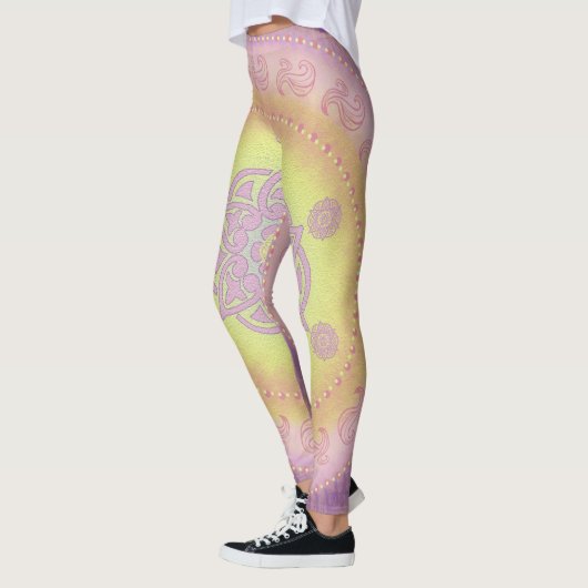 Leggings MANDALA ~ Jaune violet - Légendes (Gauche)