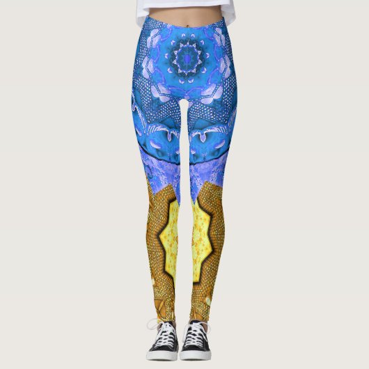 Leggings Mandala Magic Blue & Gold (Devant)