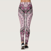 Leggings Mandala Motif Design rose et bourguignonne (Dos)