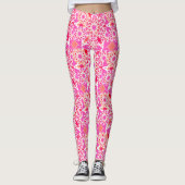Leggings Mandala motif, fuchsia rose et corail (Devant)