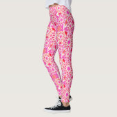 Leggings Mandala motif, fuchsia rose et corail (Gauche)