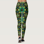 Leggings Mandala Motif géométrique vert et jaune Floral (Dos)