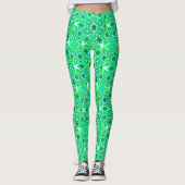 Leggings Mandala motif, vert émeraude et paon (Devant)