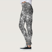Leggings Mandala noir blanc, kaléidoscope, ornement rond (Gauche)