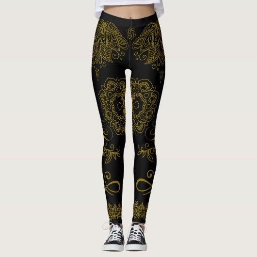 Leggings Mandala Noir/Or (Devant)