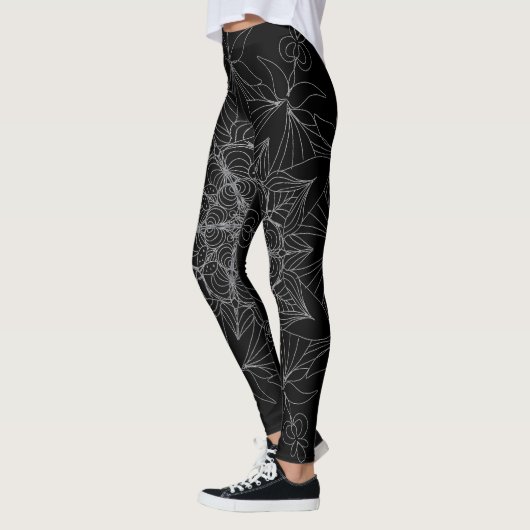 Leggings Mandala noirs et blancs (Gauche)