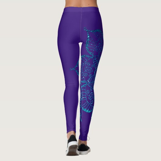 Leggings Mandala, Parties scintillant de Faux Turquoise non (Dos)