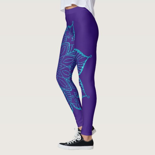 Leggings Mandala, Parties scintillant de Faux Turquoise non (Gauche)