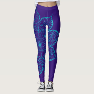 Leggings Mandala, Parties scintillant de Faux Turquoise non
