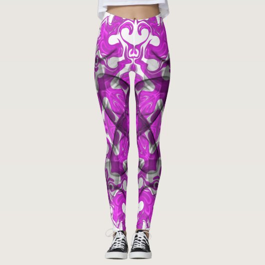 Leggings mandala rose Abstrait, tourbillon papillon psychéd (Devant)