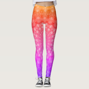 Leggings Mandala rose d'arc-en-ciel de Blacklight