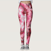 Leggings Mandala rose rouge et blanc (Devant)