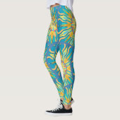 Leggings Mandala Sun Goddess, Reds Yellows sur Aqua (Gauche)
