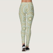 Leggings Mandala Terrien en Vert, Or et Bleu Clair (Dos)