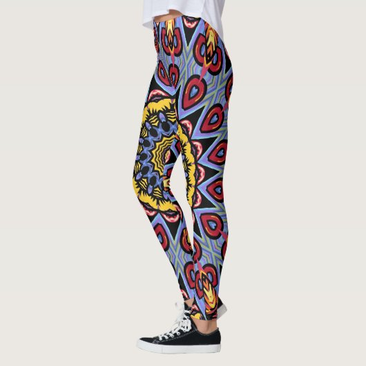 Leggings Mandala Trippy Retro Hippie Boho Chic Bohème (Gauche)