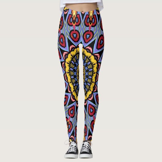 Leggings Mandala Trippy Retro Hippie Boho Chic Bohème (Devant)