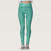 Leggings Mandala turquoise à symétrie complexe (Devant)